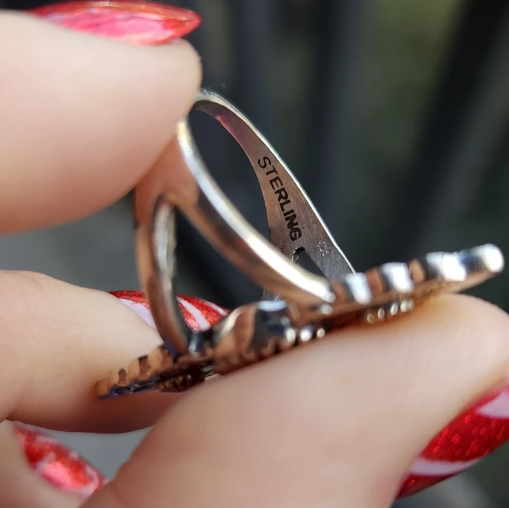 Handmade Sterling Silver 925 Elongated Concho Western Ring Size 8 - Picture 5 of 8
